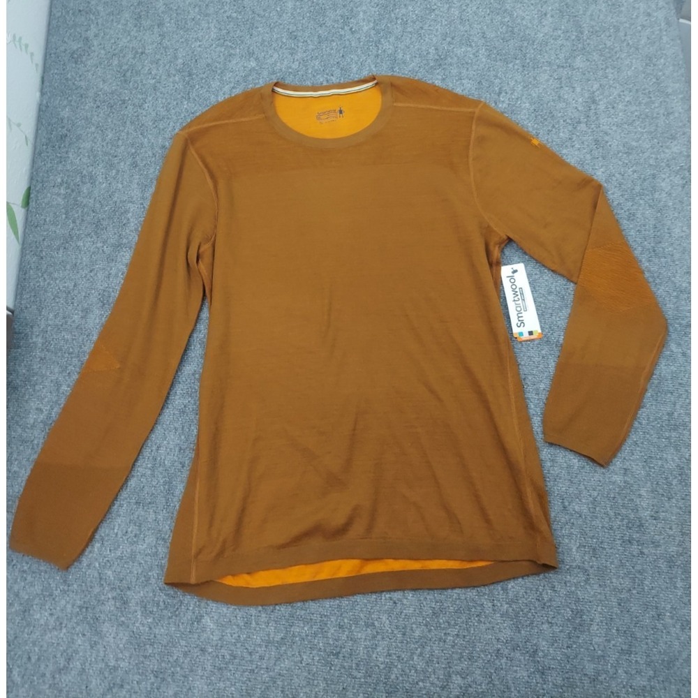 SMARTWOOL base layer Shirt mens 2XL Brown Gold Thermal Merino Long Sleeve